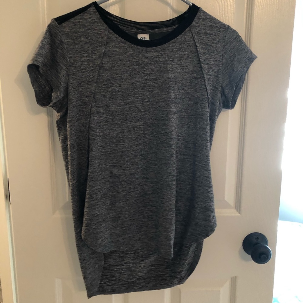 Gray and black work out shirt